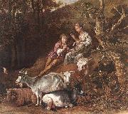 POTTER, Paulus Landscape with Shepherdess Shepherd Playing Flute (detail) ad oil painting reproduction